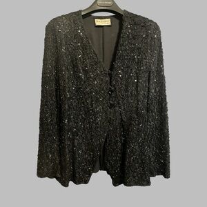 Giorgio Armani Le Collezioni Black Sequin and Beaded Top